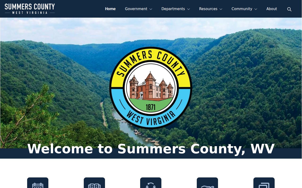 Summers County government page identifying Hinton as county seat and the sole municipality